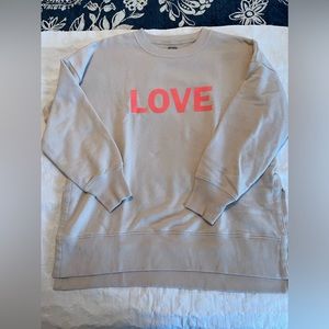 Aerie Tan and Pink “LOVE” Oversized Crewneck Sweatshirt